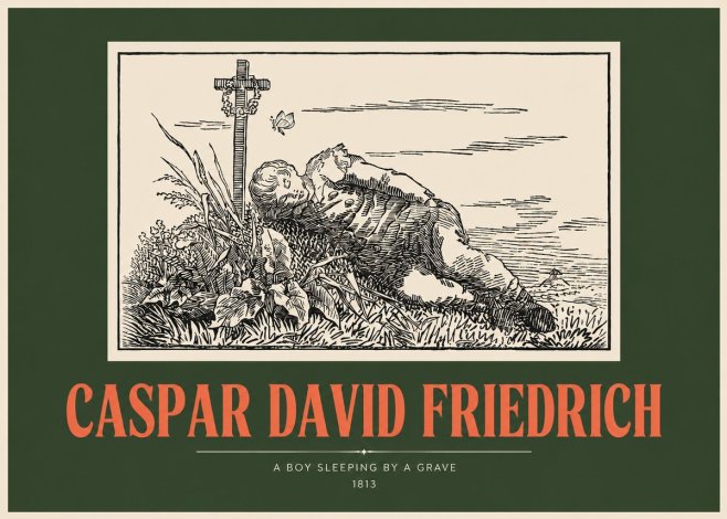 Caspar David Friedrich A Boy Sleeping by a Grave No2 - Póster