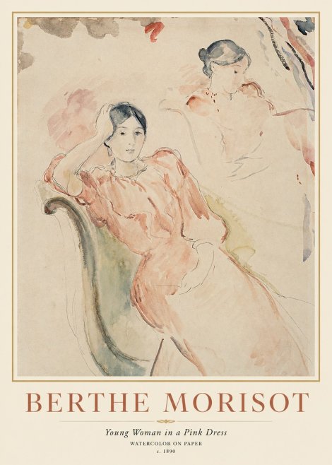 Berthe Morisot Young Woman in a Pink Dress II No1 - Póster