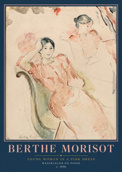 Berthe Morisot Young Woman in a Pink Dress II No2 - Póster