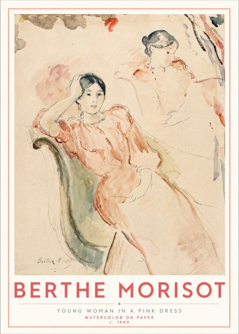 Berthe Morisot Young Woman in a Pink Dress II No3 - Póster