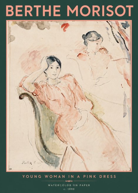 Berthe Morisot Young Woman in a Pink Dress II No5 - Póster