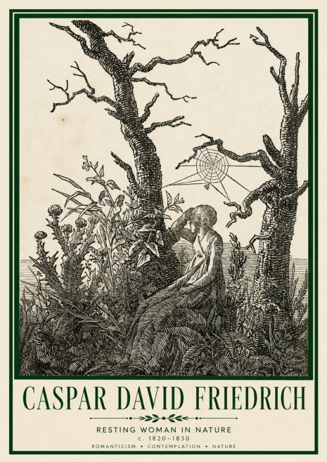 Caspar David Friedrich Resting Woman in Nature No3 - Póster