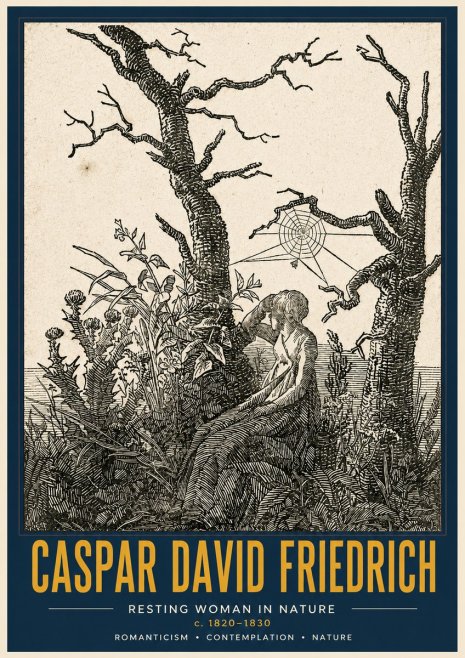 Caspar David Friedrich Resting Woman in Nature No4 - Póster