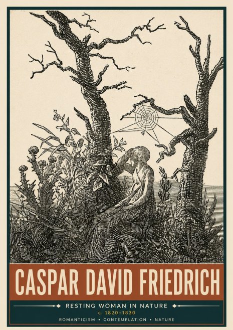 Caspar David Friedrich Resting Woman in Nature No5 - Póster