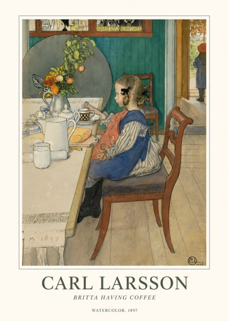 Carl Larsson Britta Having Coffee No1 - Póster