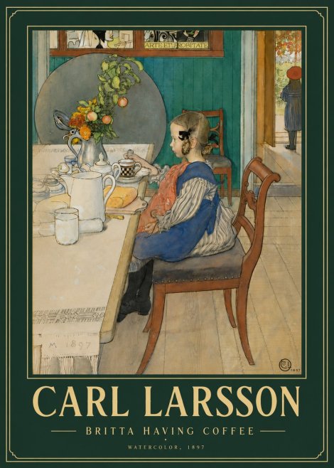 Carl Larsson Britta Having Coffee No4 - Póster