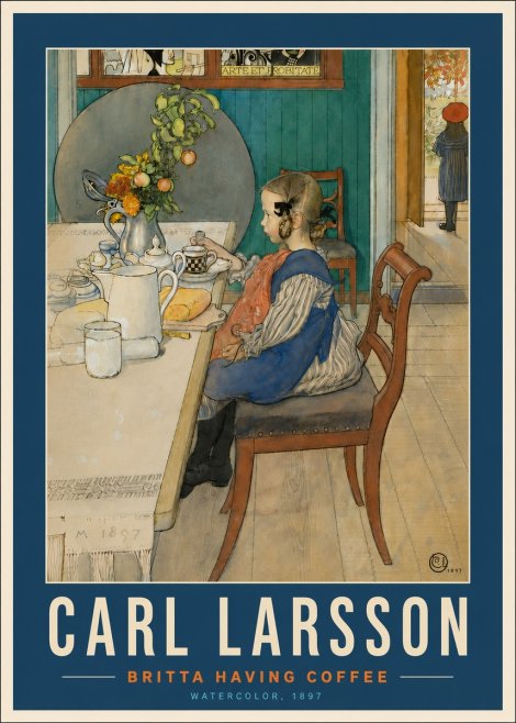 Carl Larsson Britta Having Coffee No6 - Póster