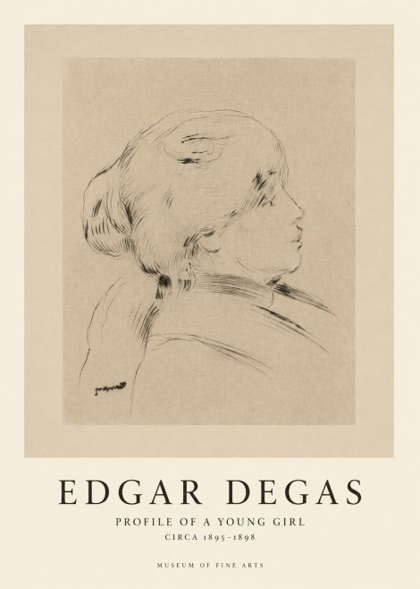 Edgar Degas Profile of a Young Girl No1 - Póster