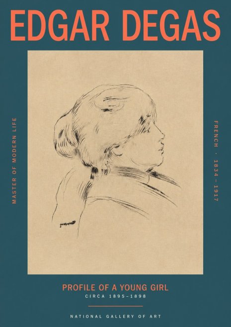 Edgar Degas Profile of a Young Girl No2 - Póster