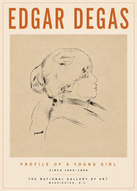 Edgar Degas Profile of a Young Girl No5 - Póster