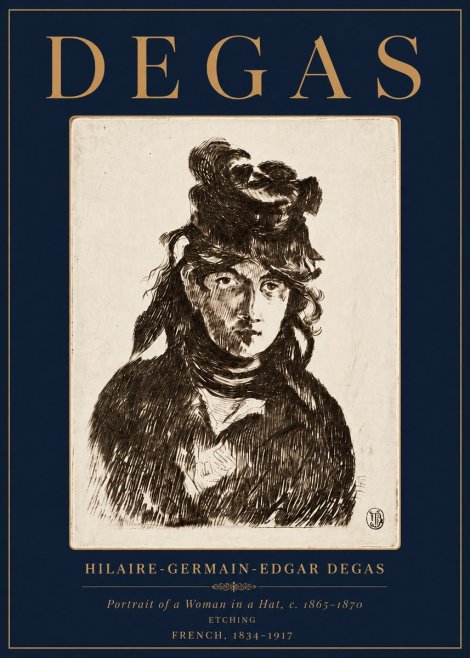 Edgar Degas Portrait of a Woman in a Hat No6 - Póster