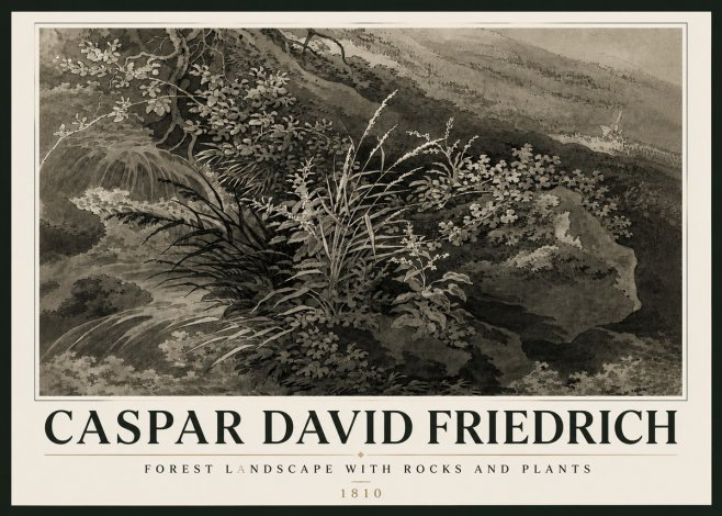 Caspar David Friedrich Forest Landscape with Rocks and Plants No6 - Póster