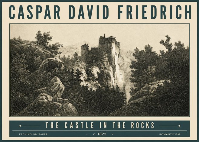 Caspar David Friedrich The Castle in the Rocks No4 - Póster