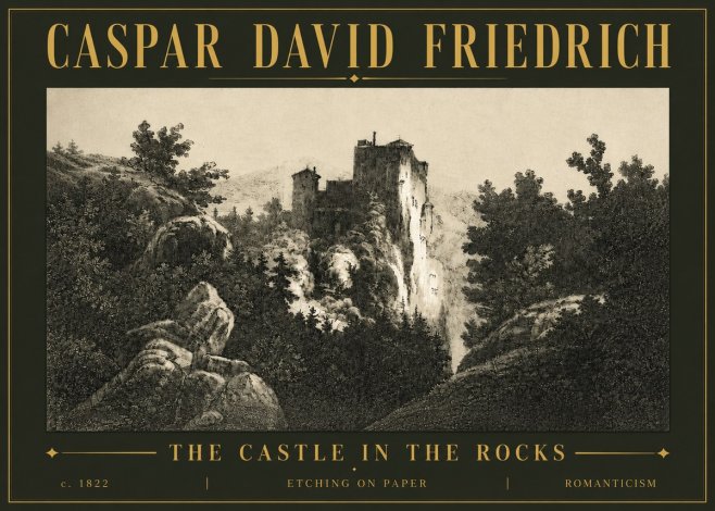 Caspar David Friedrich The Castle in the Rocks No5 - Póster