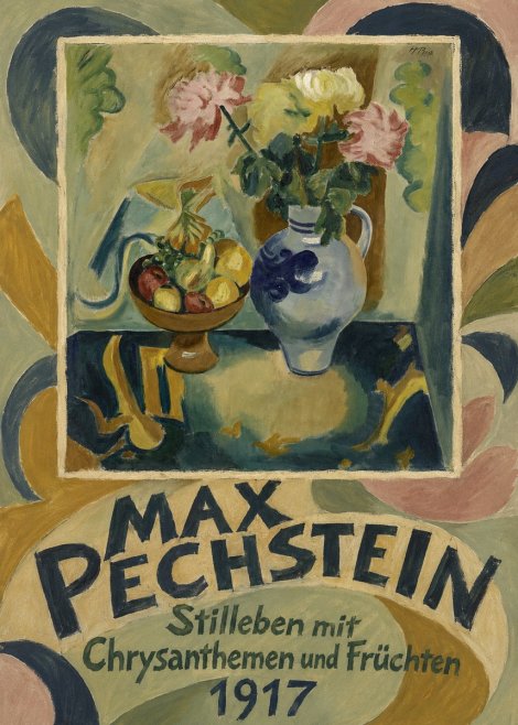 Max Pechstein Stilleben Mit Chrysanthemen Und Früchten No5 - Póster