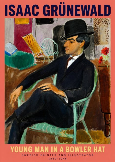 Isaac Grünewald Young Man in a Bowler Hat No2 - Póster