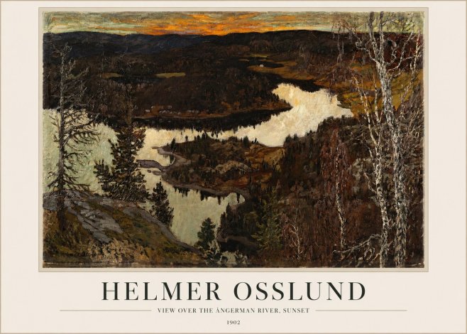 Helmer Osslund View over the Angerman River, Sunset No1 - Póster