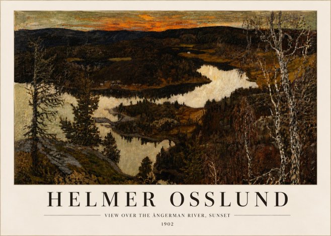 Helmer Osslund View over the Angerman River, Sunset No6 - Póster