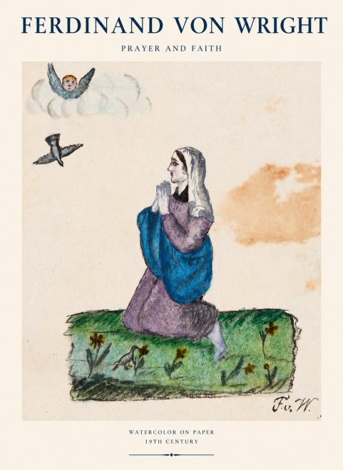 Ferdinand von Wright A Woman in Prayer No2 - Póster
