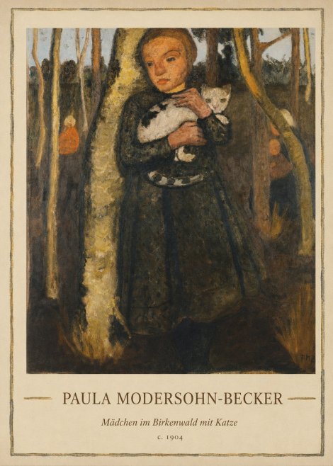 Paula Modersohn-Becker Mädchen Im Birkenwald Mit Katze No1 - Póster
