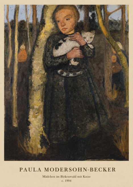 Paula Modersohn-Becker Mädchen Im Birkenwald Mit Katze No4 - Póster