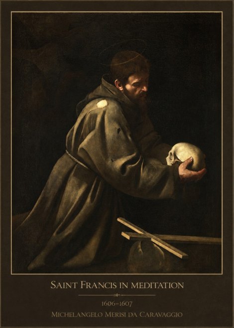 Michelangelo Merisi da Caravaggio Saint Francis in Meditation I No1 - Póster
