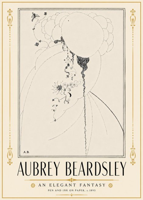 Aubrey Beardsley An Elegant Fantasy No5 - Póster