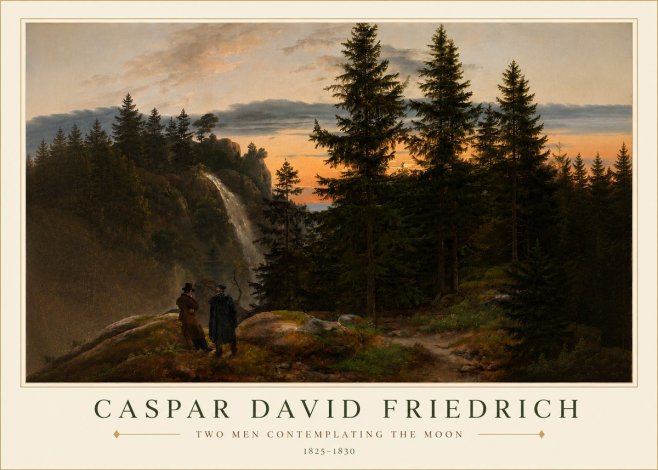 Caspar David Friedrich Two Men Contemplating the Moon I No3 - Póster