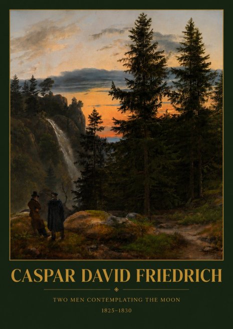 Caspar David Friedrich Two Men Contemplating the Moon I No4 - Póster
