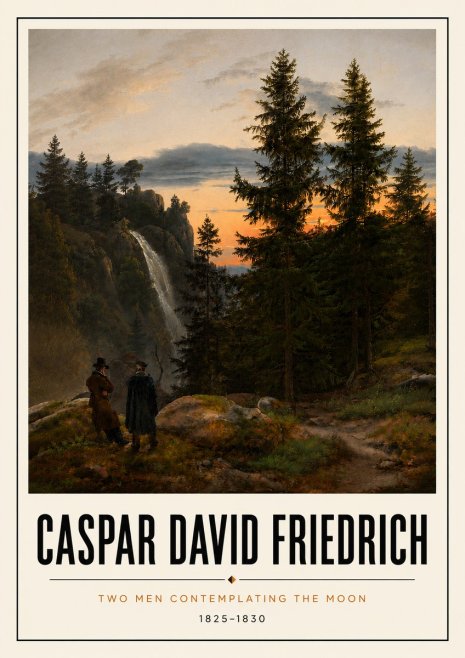 Caspar David Friedrich Two Men Contemplating the Moon I No5 - Póster