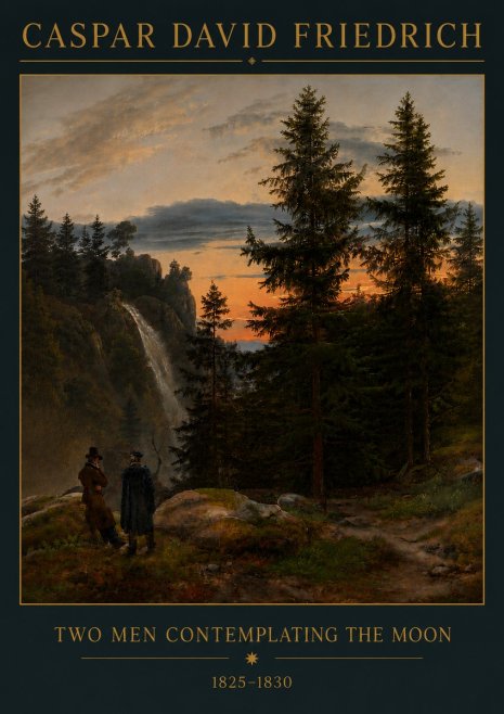 Caspar David Friedrich Two Men Contemplating the Moon I No6 - Póster