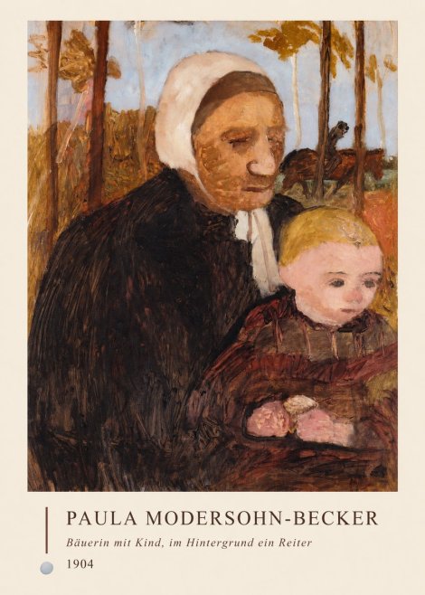 Paula Modersohn-Becker Bäuerin Mit Kind, Im Hintergrund Ein Reiter No4 - Póster
