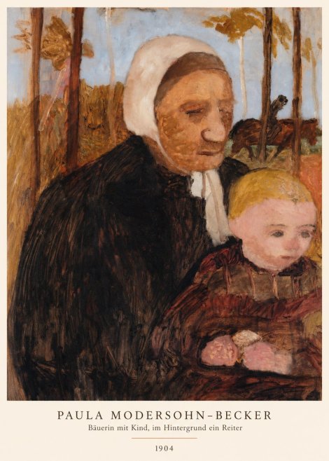 Paula Modersohn-Becker Bäuerin Mit Kind, Im Hintergrund Ein Reiter No6 - Póster