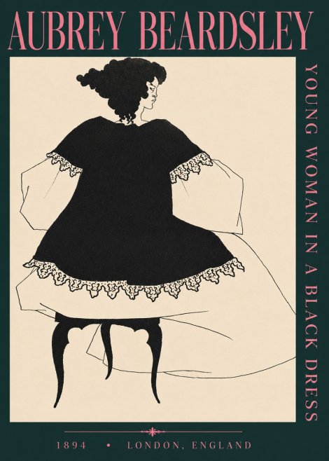 Aubrey Beardsley Woman in a Dress No4 - Póster