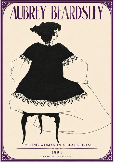 Aubrey Beardsley Woman in a Dress No5 - Póster
