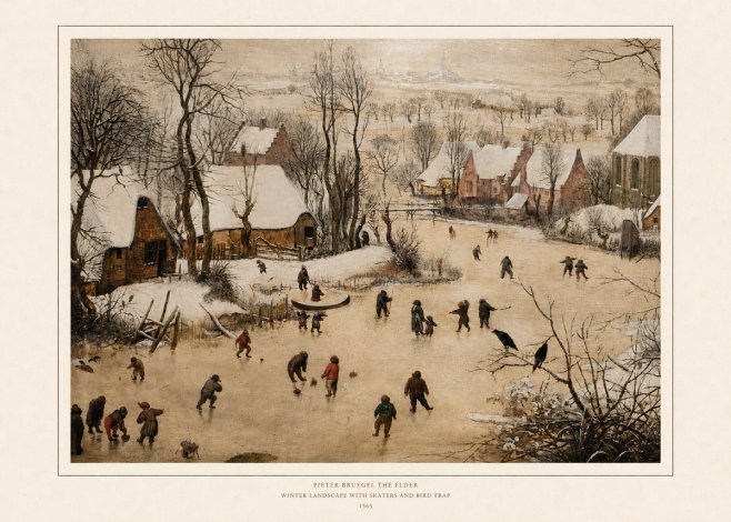 Pieter Bruegel Winter Landscape with Skaters and Bird Trap No6 - Póster