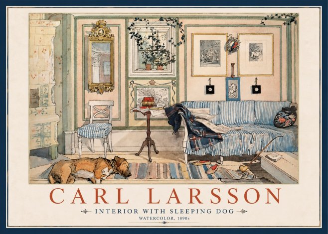 Carl Larsson Interior with Sleeping Dog No2 - Póster