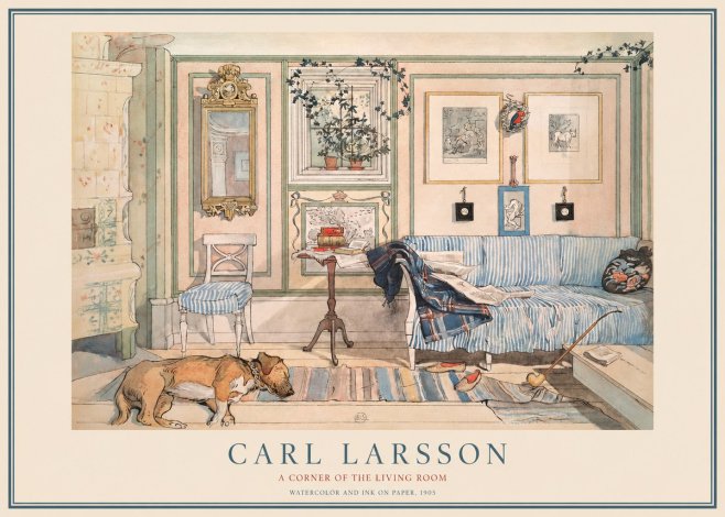Carl Larsson Interior with Sleeping Dog No4 - Póster