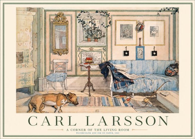 Carl Larsson Interior with Sleeping Dog No6 - Póster