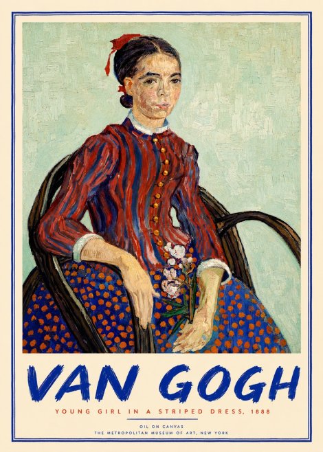 Van Gogh Young Girl in a Striped Dress, 1888 No2 - Póster