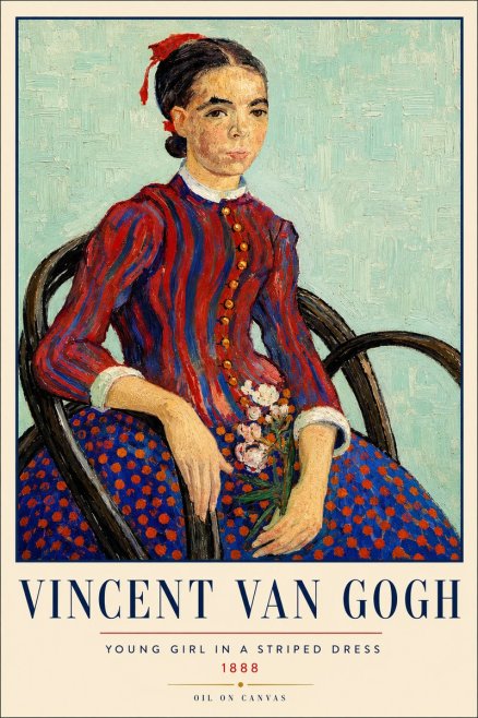 Van Gogh Young Girl in a Striped Dress, 1888 No3 - Póster