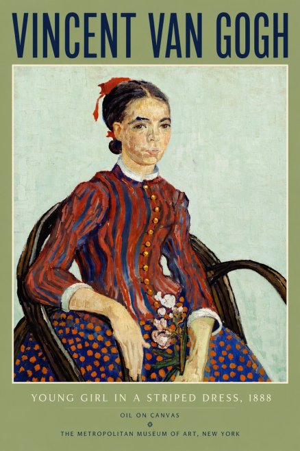 Van Gogh Young Girl in a Striped Dress, 1888 No6 - Póster