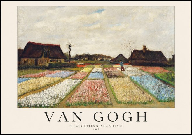 Van Gogh Flower Fields Near a Village No1 - Póster