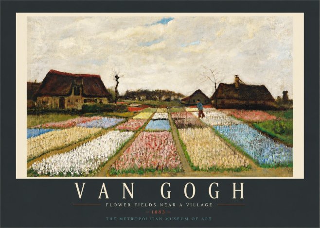 Van Gogh Flower Fields Near a Village No6 - Póster