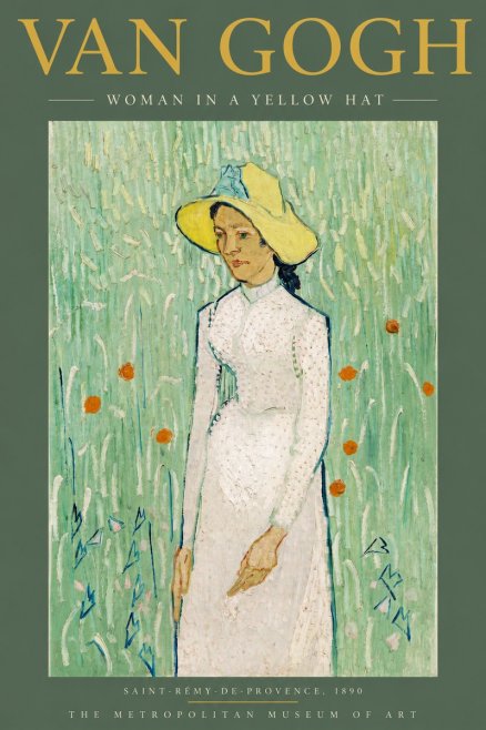 Van Gogh Woman in a Yellow Hat No4 - Póster