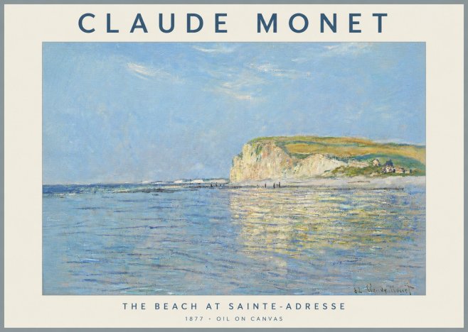 Monet The Beach at Sainte-adresse III No5 - Póster
