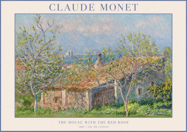 Monet The House with the Red Roof No1 - Póster