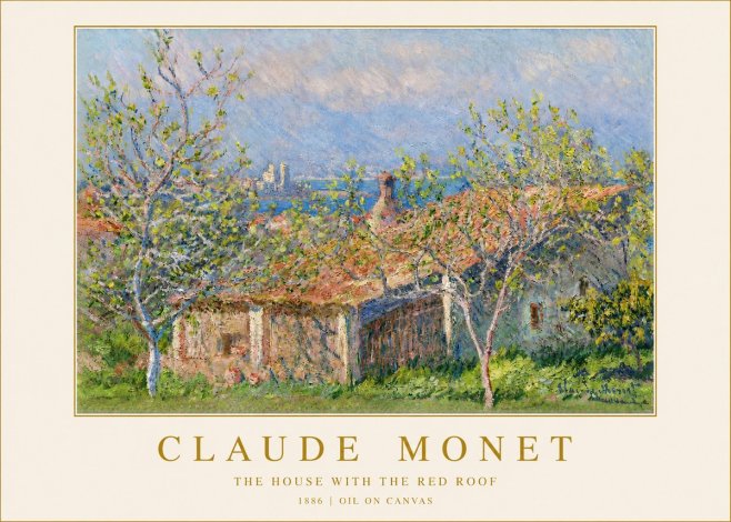 Monet The House with the Red Roof No2 - Póster