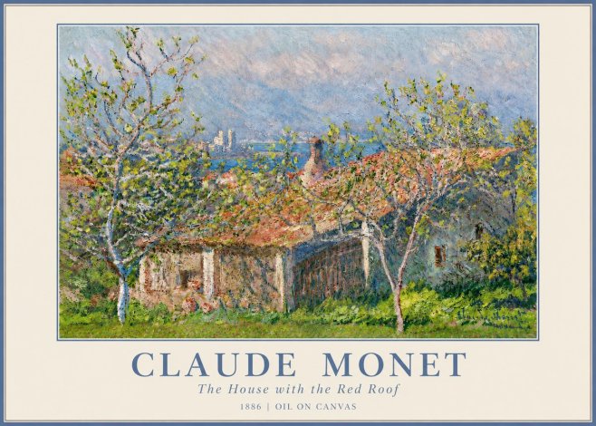 Monet The House with the Red Roof No3 - Póster