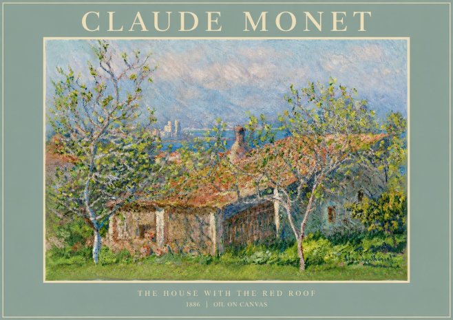 Monet The House with the Red Roof No4 - Póster